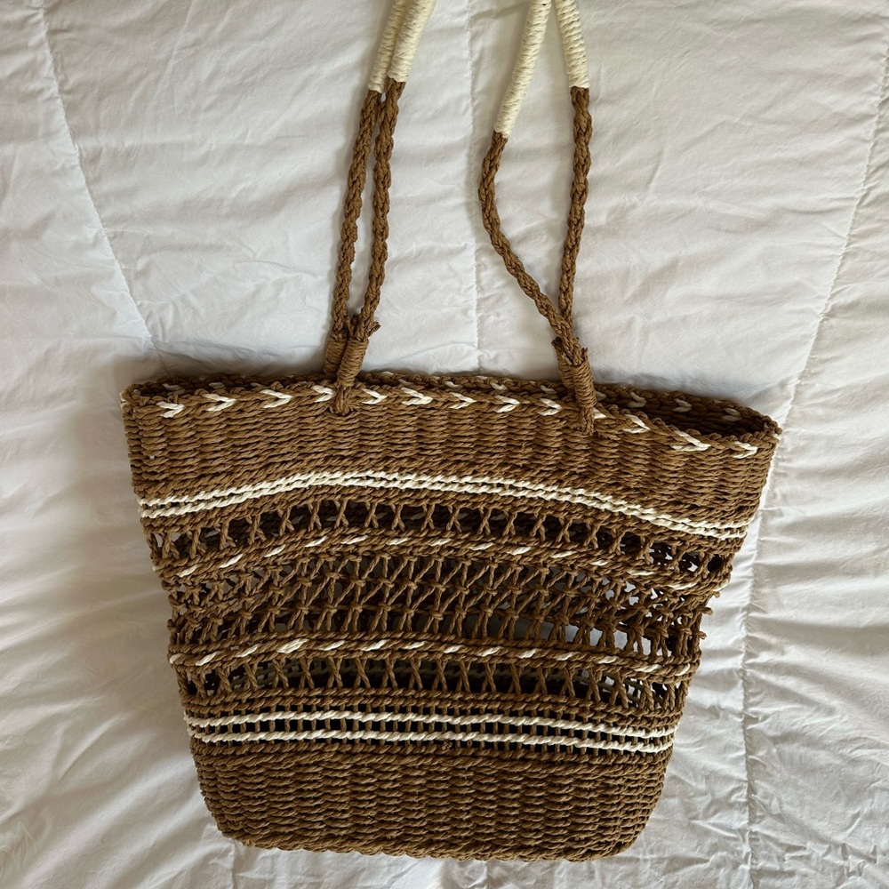 GAP Brown and Cream Woven Tote
